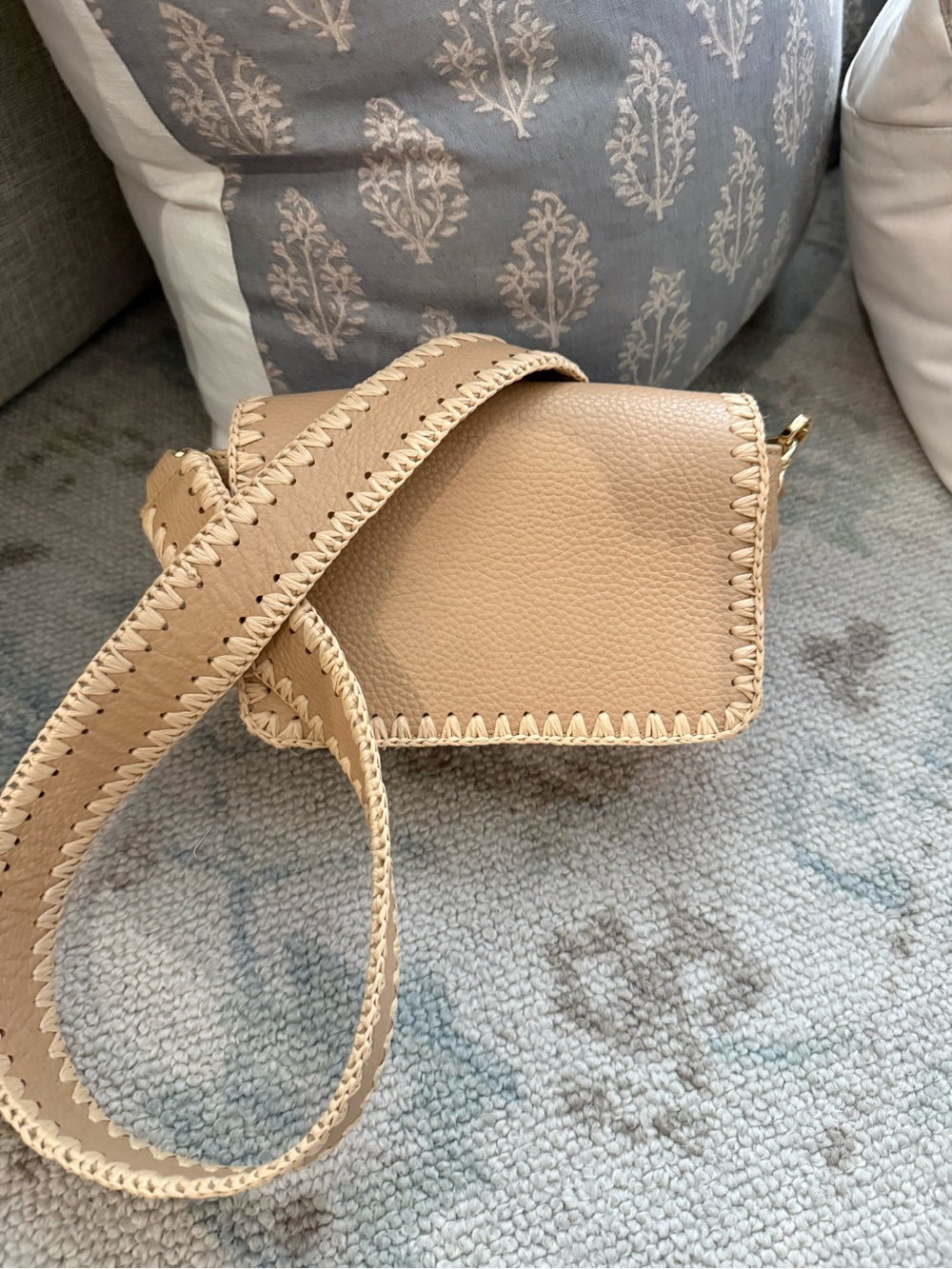 Mark & Graham Beige Whipstitch Crossbody Bag